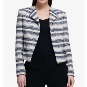 DKNY tweet Moto jacket blazer navy natural silver 2